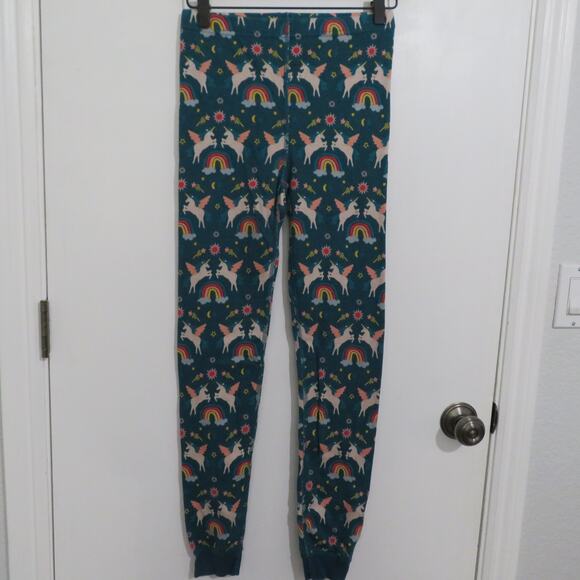 Hanna Andersson Sz 12 Teal Unicorn Kids Pajama Set Organic Cotton - Picture 6 of 9